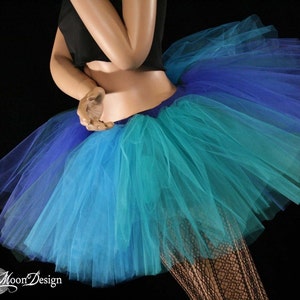 Mermaid Adult tutu skirt Three layer tulle petticoat blue green Sizes XS - Plus size Halloween costume carnival dance wear cosplay rave club