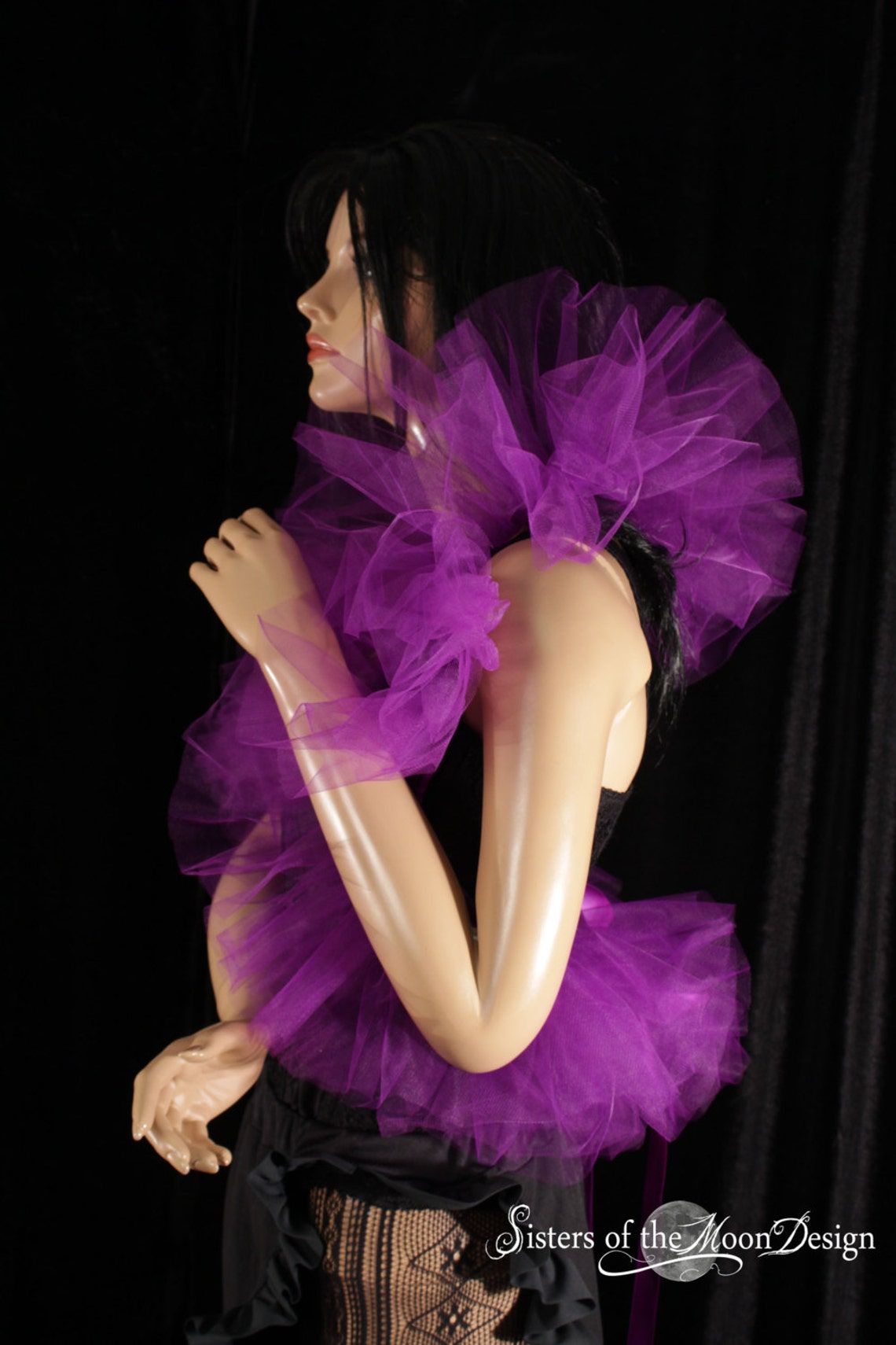 Purple Tulle Boa Tie on Boa Shoulder Shrug Wrap Gothic Formal Etsy