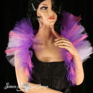 Tulle Boa wrap tie on shoulder shrug dark purple lavender pink formal dance bridal dress up princess party accessory -Sisters of the Moon