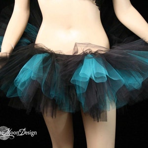 Black Teal Adult mini tutu tulle skirt All Sizes Xs Plus Poofy three layer goth dance party costume roller derby bachelorette rave club image 5