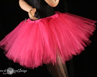 Shocking Pink adult tutu streamer tulle skirt sizes XS - Plus size  Dance costume halloween carnival fairy skirt bachelorette 80s party rave