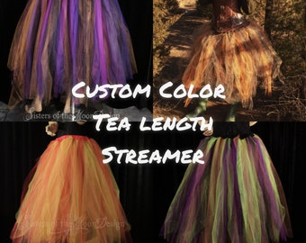 Custom Colors TUTU tulle skirt Streamer Tea length costume fairy dance mardi gras halloween bachelorette - Adult Size XS - Plus - SOTMD