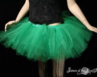 Jupe Tutu adulte verte courte deux couches jupon, Taille XS - Plus - Danse ballet fée costume d’halloween lolita cosplay running bachelorette