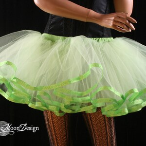 Lime Crime tutu petticoat skirt apple green trimmed Halloween costume bridal poofy carnival dance Adult Size XS Plus Sisters of the Moon image 4