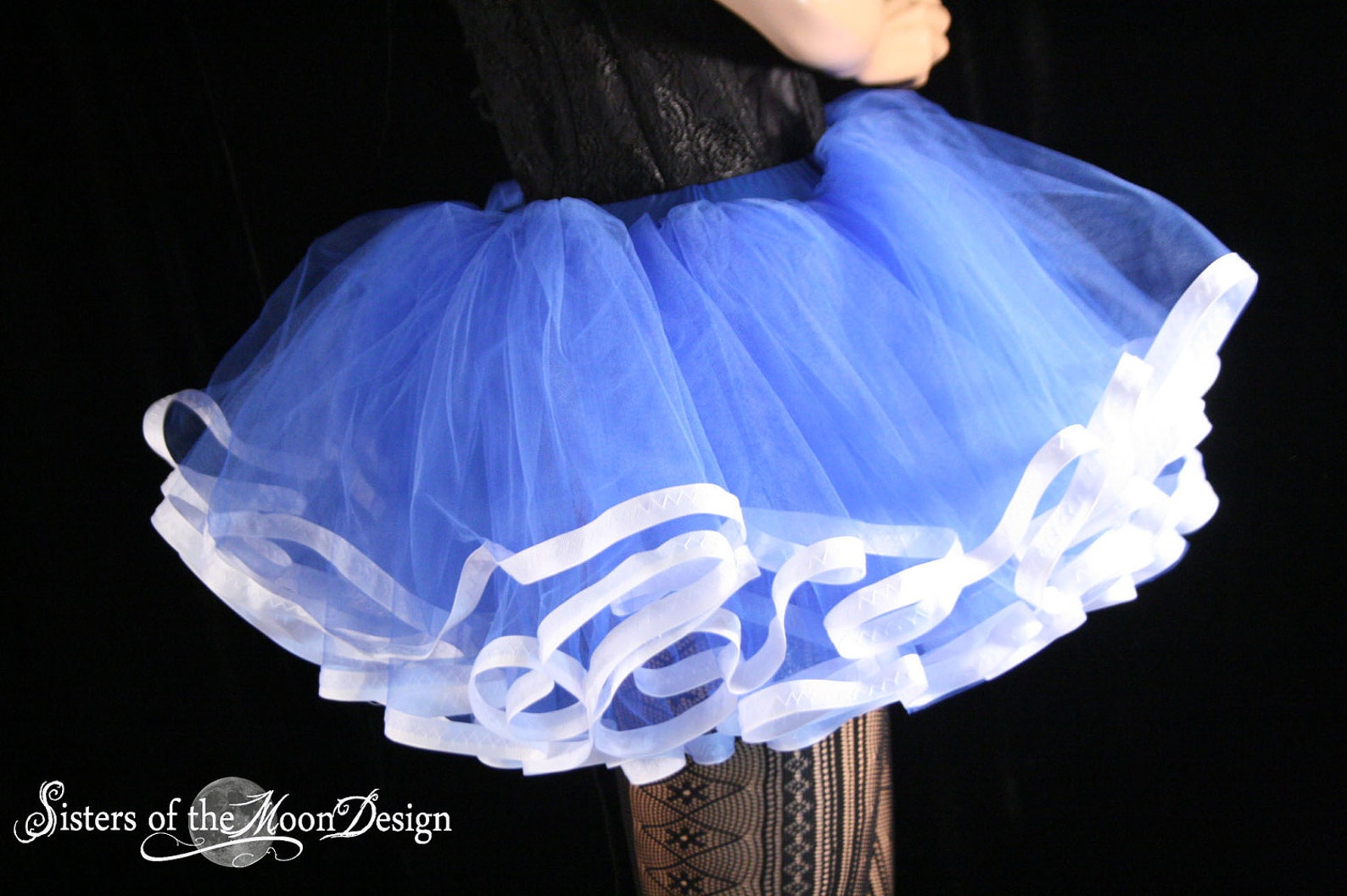 Blue Adult tutu petticoat skirt White trim Sizes XS Plus | Etsy