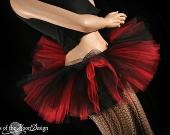 Black red adult tutu mini skirt three layer, Size XS- Plus - halloween costume dance gothic lolita roller derby grunge -Sisters of the Moon