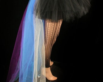 Peacock bustle black tutu skirt hi low Adult halloween costume dance gothic ballet  - You Choose Size -- Sisters Of the Moon