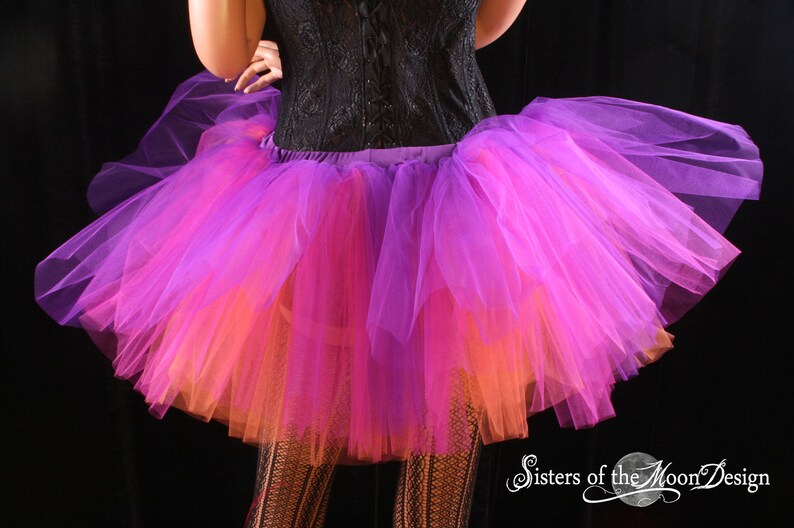 Purple fuchsia orange adult tutu tulle skirt Three layers Custom Sizes XS Plus roller derby costume dance bachelorette 80s party kawaii image 5