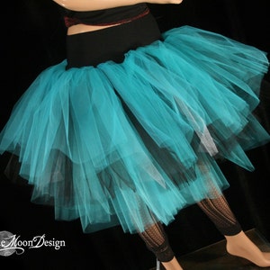 Black Teal Silver Tulle skirt Three Layer Petticoat adult tutu skirt Size Xs Plus dance costume bridesmaid bridal Rave Sisters of the Moon image 3