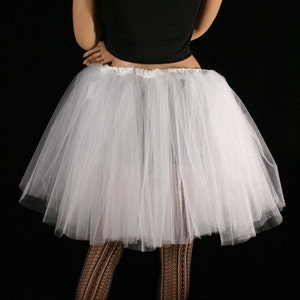 White Glimmer adulte Tutu midi tulle Jupe longueur genou deux couches jupon Tailles XS Plus mariage mariée mariée tutu bachelorette anniversaire image 5