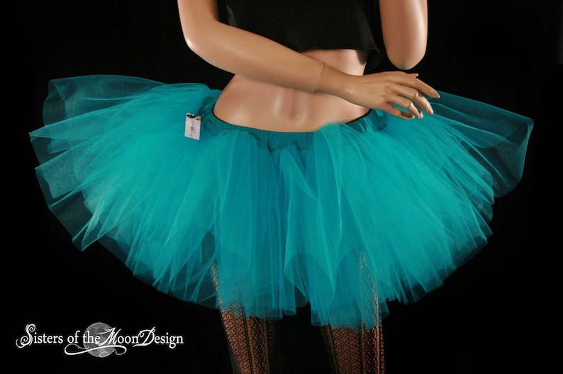 Teal Adult tutu skirt short tulle skirt Sizes XS Plus size petticoat dance roller derby costume rave wear ballet bachelorette festival image 2