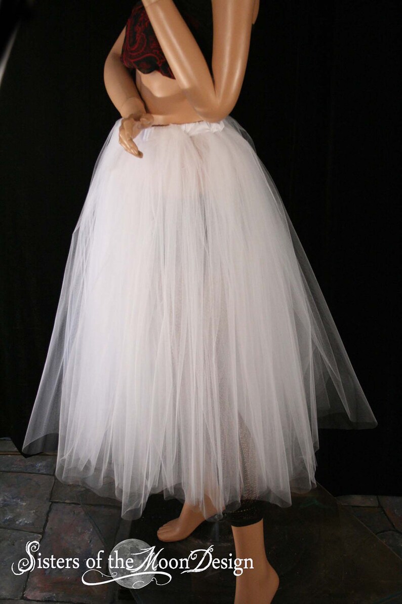 White Floor length Adult tutu tulle maxi skirt bridal petticoat Sizes XS Plus size formal dance wedding bride prom poofy ball gown image 3