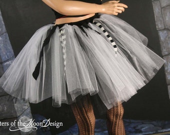 Nightmare Jack Tulle skirt adult tutu white black Pirate cosplay costume halloween burtonesque gothic Size XS-Plus - Sisters of the Moon