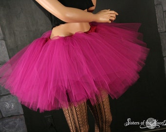 Fuchsia tutu skirt Extra puffy three layer petticoat dance costume race run bachelorette party - Adult Size XS - Plus - Sisters of the Moon