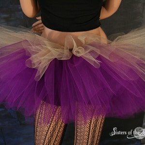 Purple gold adult tutu skirt three layer Sizes XS Plus Mardi gras gothic dance roller derby costume halloween bachelorette birthday image 4