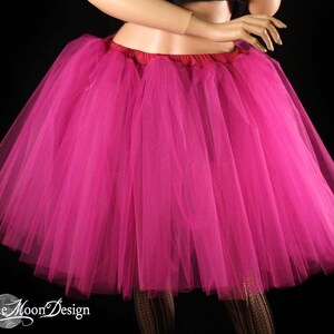 Fuchsia midi tulle skirt adult tutu knee length skirt petticoat Sizes XS Plus , dance costume bridal wedding bachelorette birthday lolita image 2