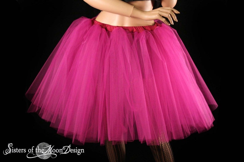 Fuchsia midi tulle skirt adult tutu knee length skirt petticoat Sizes XS Plus , dance costume bridal wedding bachelorette birthday lolita image 2