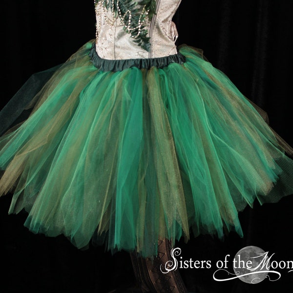 Forest Fairy Adult tutu tulle skirt streamer, green pixie elf cosplay costume halloween carnival  -You Choose Size - Sisters of the Moon