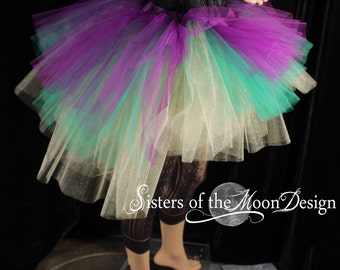 Mardi Gras Adult tutu tulle skirt high low layered purple green gold Sizes XS - Plus - princess dance costume bachelorette bridal party