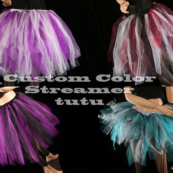 Custom Colors TUTU tulle skirt Streamer knee length costume fairy dance mardi gras halloween bachelorette - Adult Size XS - Plus - SOTMD
