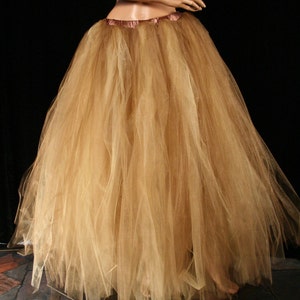 Tulle tutu skirt Glimmer floor length Streamer Antique gold bridal petticoat wedding steampunk  fantasy - Adult sizes XS - Plus size