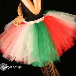 Christmas Elf Adult tutu skirt Red white green Sizes XS - Plus size - Italian holiday party tulle skirt cosplay costume -Sisters of the Moon
