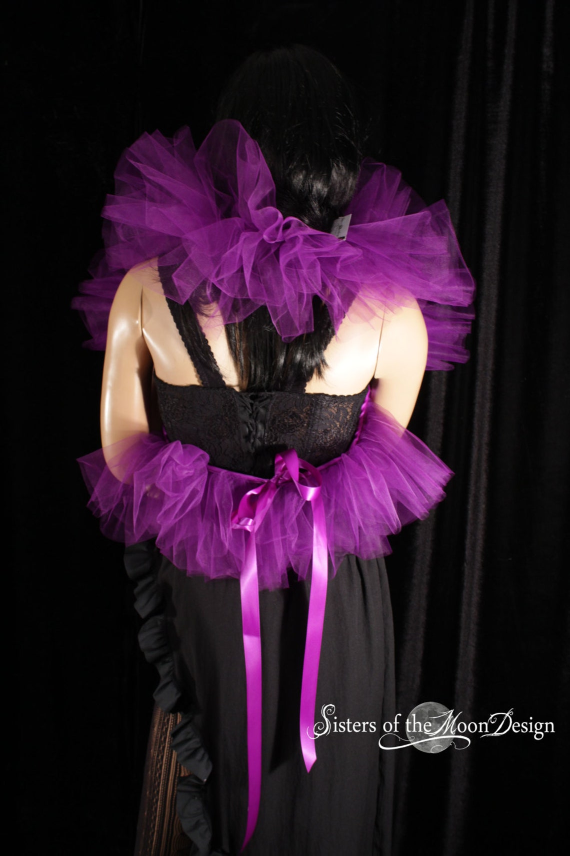 Purple Tulle Boa Tie on Boa Shoulder Shrug Wrap Gothic Formal - Etsy