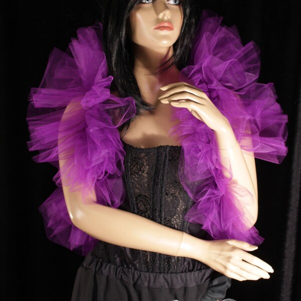 Purple Tulle Boa tie on boa shoulder shrug wrap gothic formal dance bridal stole shrug formal dance princess costume -Sisters of the Moon