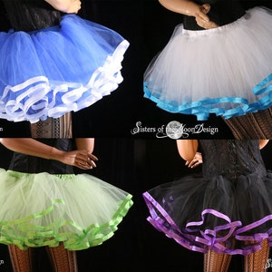 Custom color trimmed Adult Tutu tulle petticoat Sizes XS - Plus Size Cosplay Halloween costume dance bridal team colors -Sisters of the Moon