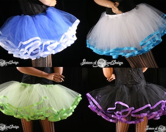 Custom color trimmed Adult Tutu tulle petticoat Sizes XS - Plus Size Cosplay Halloween costume dance bridal team colors -Sisters of the Moon