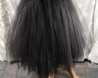 Black Adult tutu Tulle skirt Layered floor length halloween witch poofy bridal wedding petticoat  - You Choose size - Sisters of the Moon