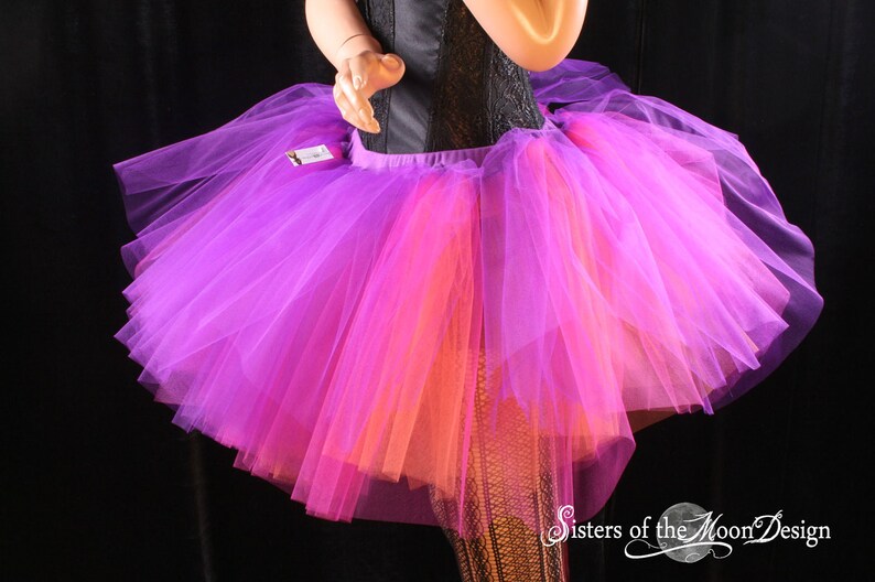 Purple fuchsia orange adult tutu tulle skirt Three layers Custom Sizes XS Plus roller derby costume dance bachelorette 80s party kawaii image 3