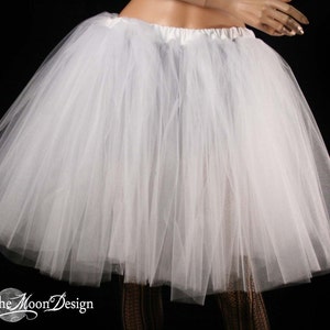 White Glimmer adult Tutu midi tulle Skirt knee length two layer petticoat Sizes XS Plus wedding bridal bride tutu bachelorette birthday image 2