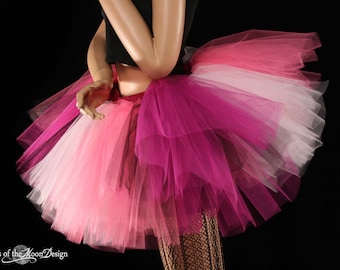 Iced Rose adult tutu skirt puffy pink black three layer Sizes XS - Plus - halloween costume dance kawaii bride bachelorette party princess