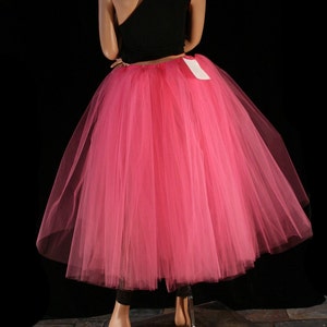 Hot Pink Floor length Adult tutu tulle skirt petticoat two layer bridal wedding prom dance bridesmaid You Choose Size Sisters of the Moon image 4