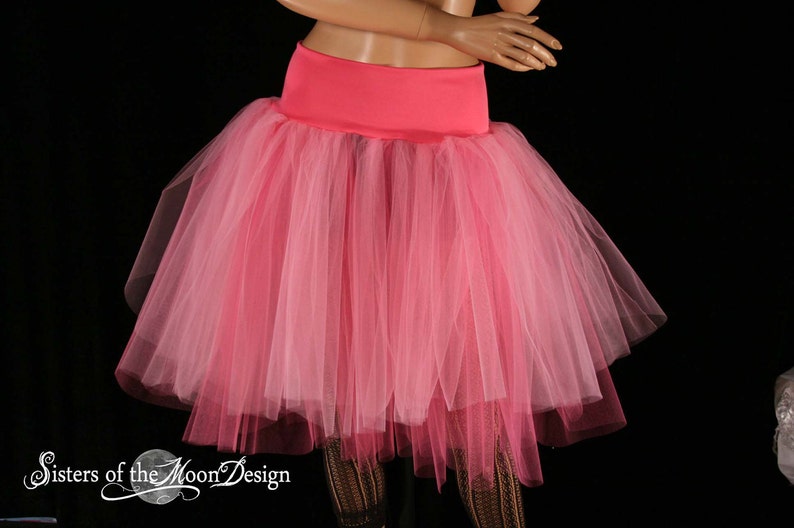 Princess Pink Midi tulle skirt two tier adult tutu knee length Sizes XS Plus size ballet dance wear Victorian costume bridal bride image 3