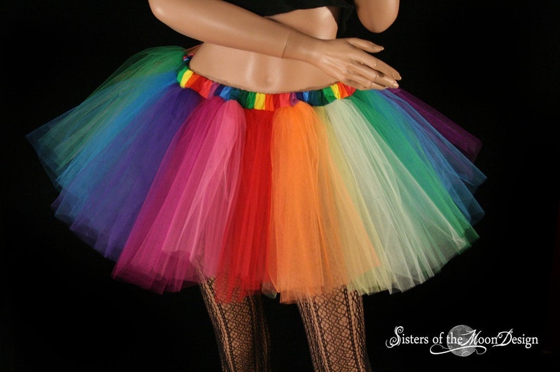 Rainbow Tutu short Tulle skirt Adult tutu pride carnival costume party Run race tutu roller derby cosplay clown You Choose Size SOTMD image 1