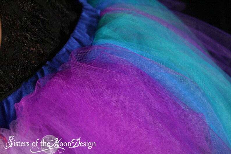 Purple Peacock bustle tutu skirt high low extra poofy halloween costume dance gothic prom bridal Adult Size XS Plus Sisters Of the Moon image 5