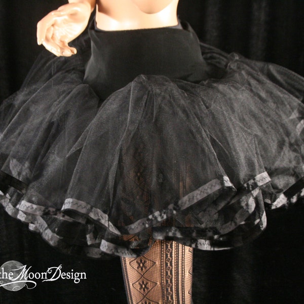 Jupon en tulle noir coupé Jupe Adutl tutu Tailles XS- Plus taille Halloween costume danse mariée goth lolita cosplay - Sœurs de la Lune