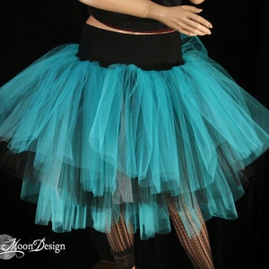 Black Teal Silver Tulle skirt Three Layer Petticoat adult tutu skirt Size Xs Plus dance costume bridesmaid bridal Rave Sisters of the Moon image 2