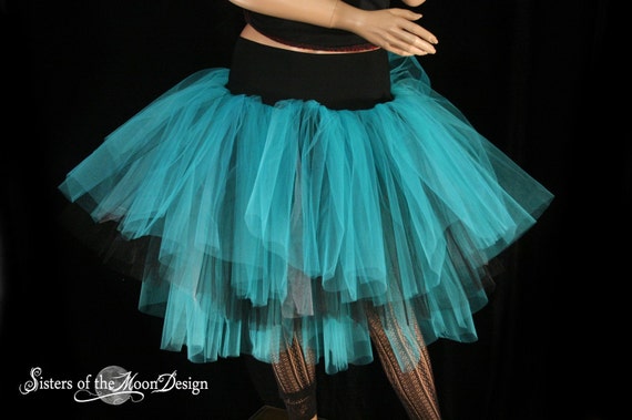 Black Teal Silver Tulle Skirt Three Layer Petticoat Adult Tutu