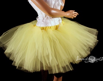 Yellow Adult tutu tulle skirt three layer petticoat -All Sizes XS - Plus -For dance costume roller derby bachelorette party wedding birthday