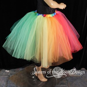 Rainbow tutu tulle skirt knee length Pride petticoat Sizes XS Plus size dance costume Rave wear club running festival halloween cosplay image 5