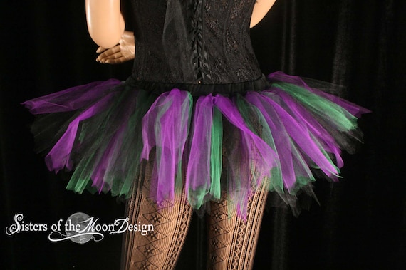 Purple Black Green Adult Tutu Short Tulle Mini Skirt Streamer Woman s Sizes XS Plus Size Witch Halloween Costume Mardi Gras Cosplay Rave Etsy Canada