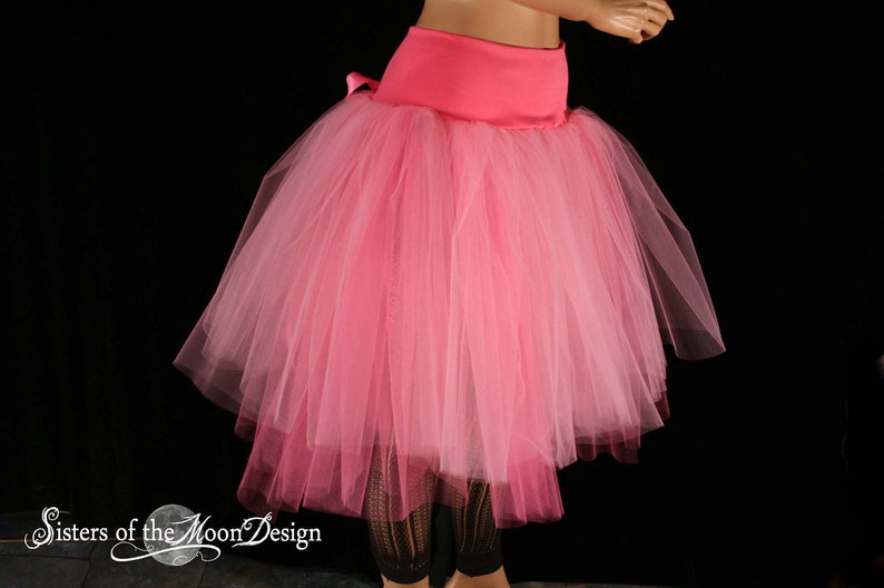 Princess Pink Midi tulle skirt two tier adult tutu knee length Sizes XS Plus size ballet dance wear Victorian costume bridal bride image 2