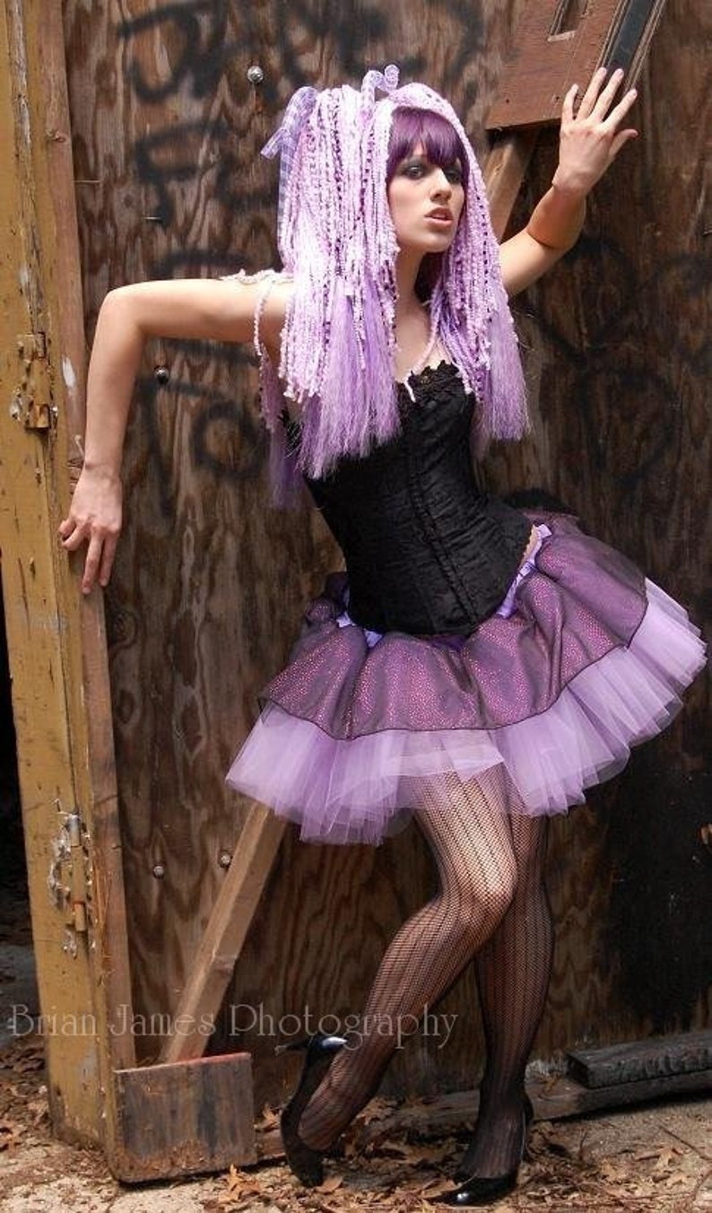 Sparkle Lavender black Tutu skirt dance costume roller derby pastel goth cyber gothic halloween run club rave Adult Size XS Plus SOTMD image 1