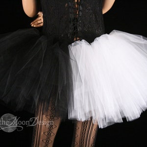 Half & Half black white Adult tutu tulle skirt Size XS - Plus - three layer halloween costume dance harlequin clown cosplay birthday