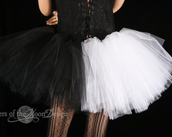 Half Half black white Adult tutu tulle skirt Size XS Plus three layer  halloween costume dance harlequin clown cosplay birthday