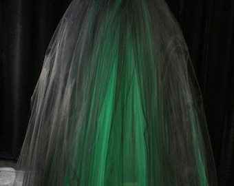 Gothic Floor length Adult tulle tutu skirt green black extra puffy petticoat five layer wedding bridal -You Choose Size  Sisters of the Moon