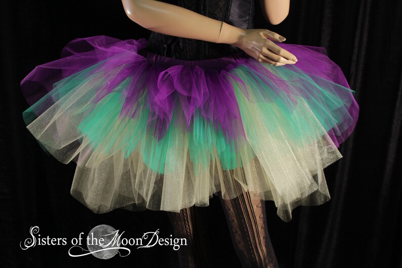 Mardi Gras tutu tulle skirt hi low layered purple gold Etsy